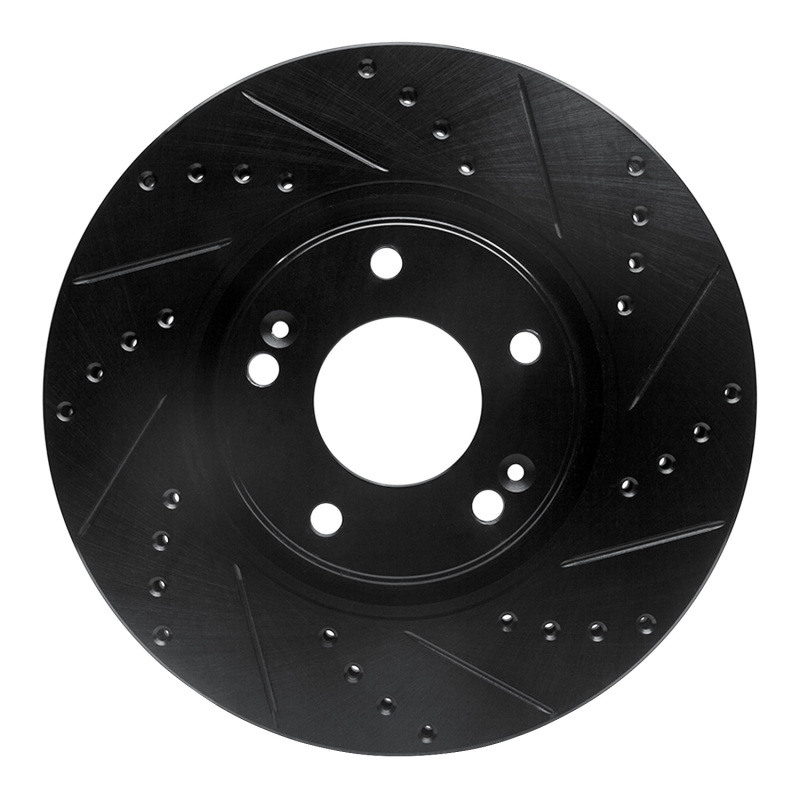 Hyundai XG350 Brake Rotor (1) - Front Right - R1 Concepts - Drilled & Slotted - Black - `04-`11